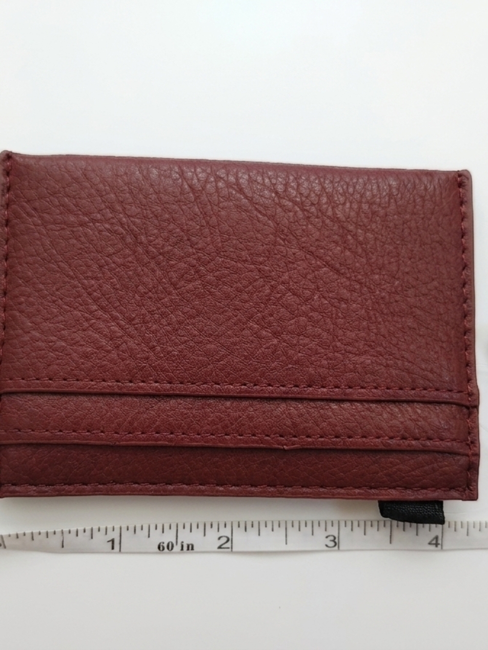 Pebbled Faux‎ Leat6slim Card Case Wallet Burgundy